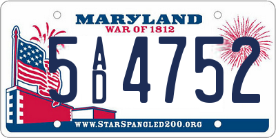 MD license plate 5AD4752