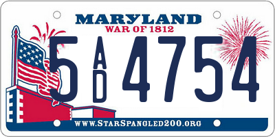 MD license plate 5AD4754