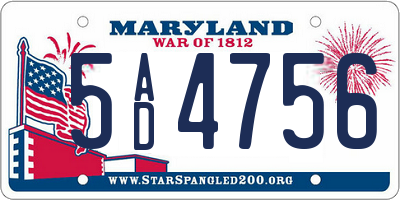 MD license plate 5AD4756