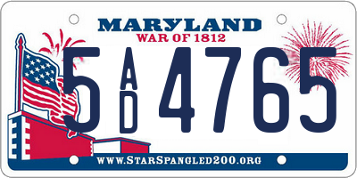 MD license plate 5AD4765