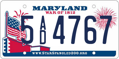 MD license plate 5AD4767