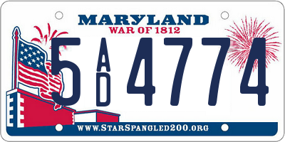 MD license plate 5AD4774