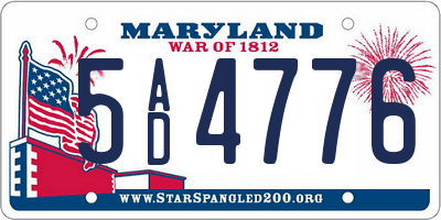 MD license plate 5AD4776