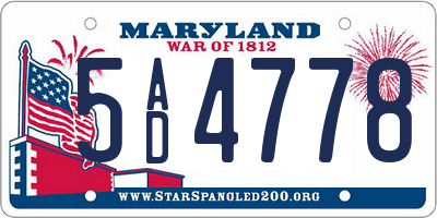 MD license plate 5AD4778