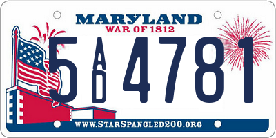MD license plate 5AD4781