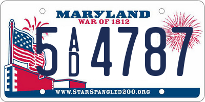 MD license plate 5AD4787