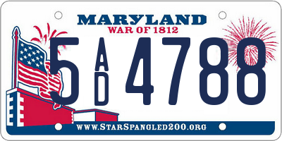 MD license plate 5AD4788