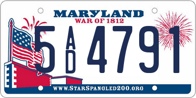 MD license plate 5AD4791