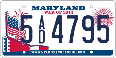 MD license plate 5AD4795