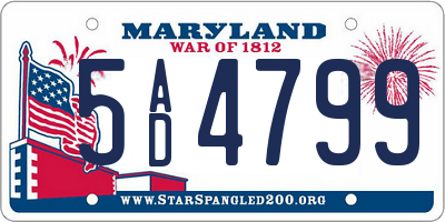 MD license plate 5AD4799