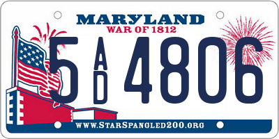 MD license plate 5AD4806
