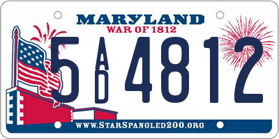 MD license plate 5AD4812