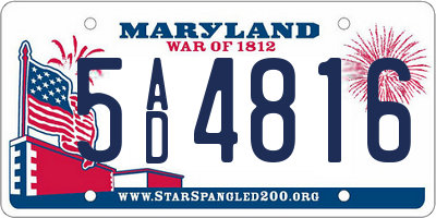 MD license plate 5AD4816