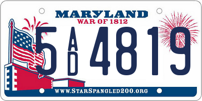 MD license plate 5AD4819