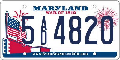 MD license plate 5AD4820