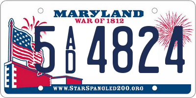 MD license plate 5AD4824