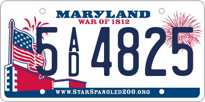 MD license plate 5AD4825
