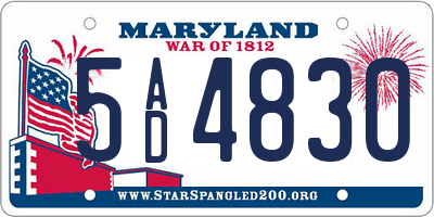 MD license plate 5AD4830