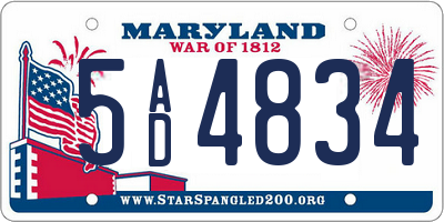 MD license plate 5AD4834
