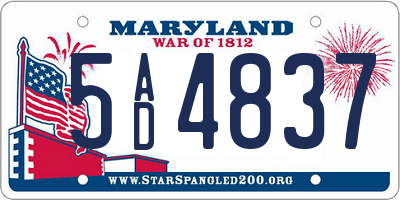 MD license plate 5AD4837