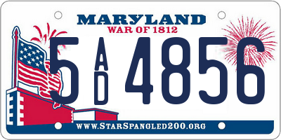 MD license plate 5AD4856