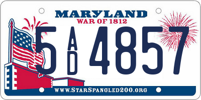 MD license plate 5AD4857