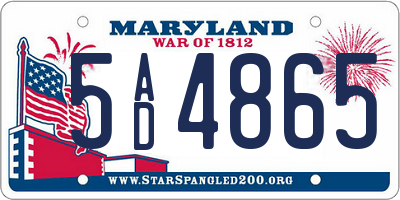 MD license plate 5AD4865