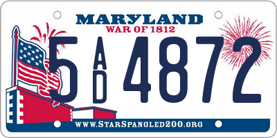 MD license plate 5AD4872
