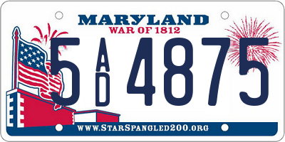 MD license plate 5AD4875