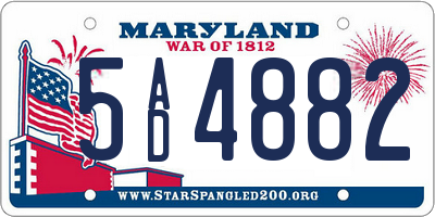 MD license plate 5AD4882