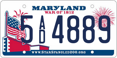 MD license plate 5AD4889