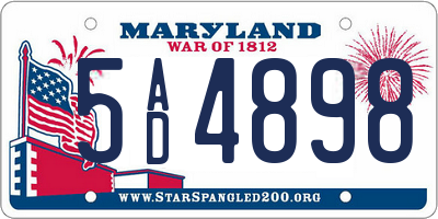 MD license plate 5AD4898