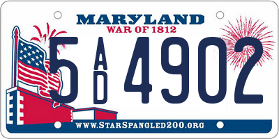 MD license plate 5AD4902