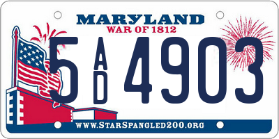MD license plate 5AD4903