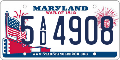 MD license plate 5AD4908