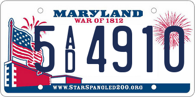 MD license plate 5AD4910