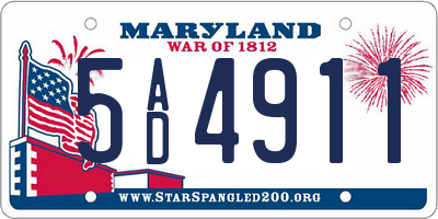 MD license plate 5AD4911