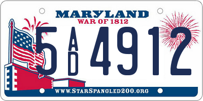 MD license plate 5AD4912