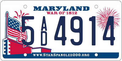 MD license plate 5AD4914