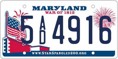 MD license plate 5AD4916