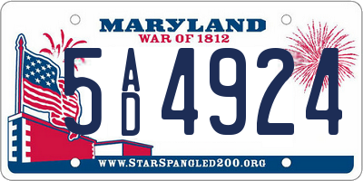 MD license plate 5AD4924