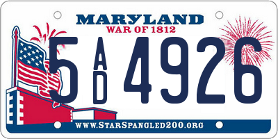 MD license plate 5AD4926