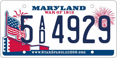 MD license plate 5AD4929