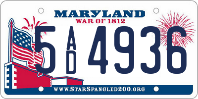MD license plate 5AD4936