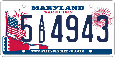 MD license plate 5AD4943