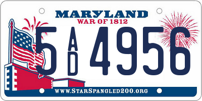 MD license plate 5AD4956