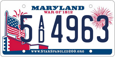 MD license plate 5AD4963