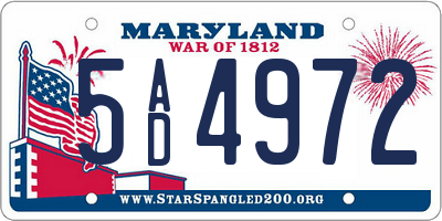 MD license plate 5AD4972
