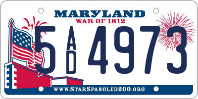 MD license plate 5AD4973