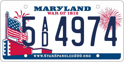 MD license plate 5AD4974